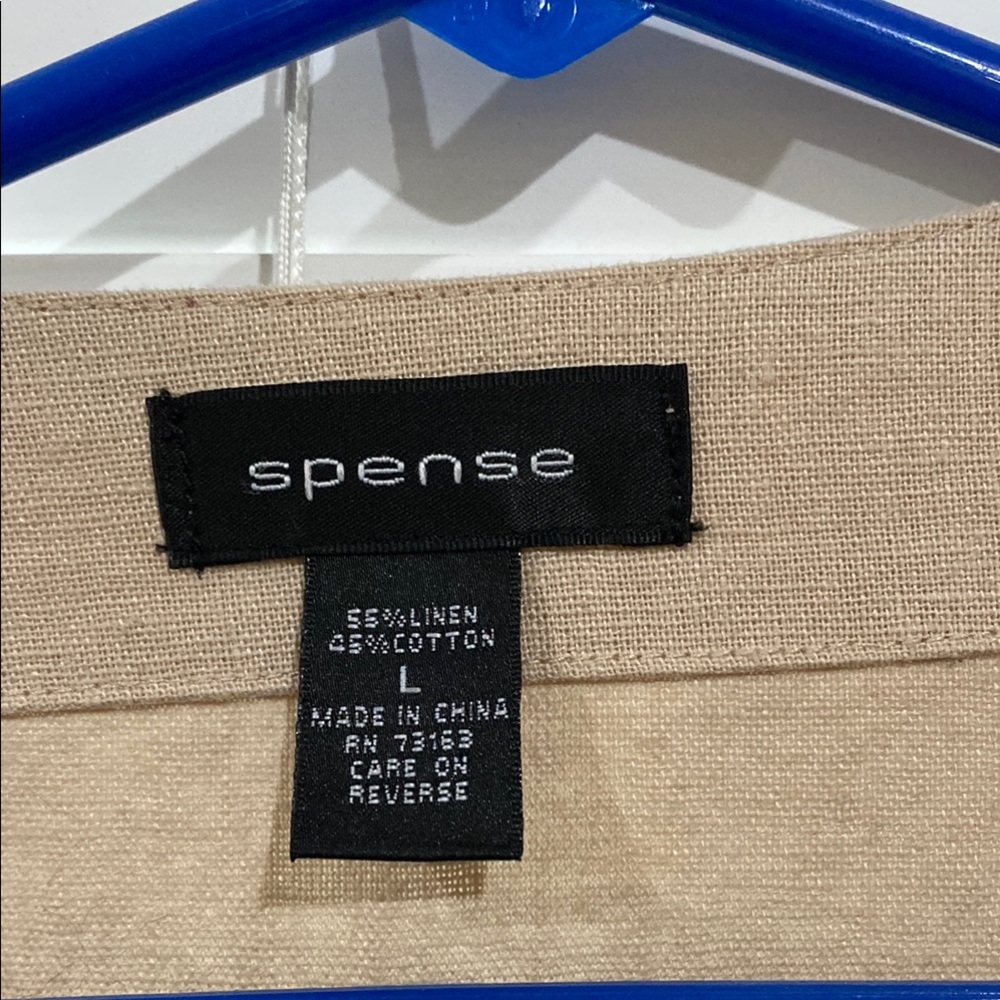 Spense Beige Linen-Cotton Blend Top